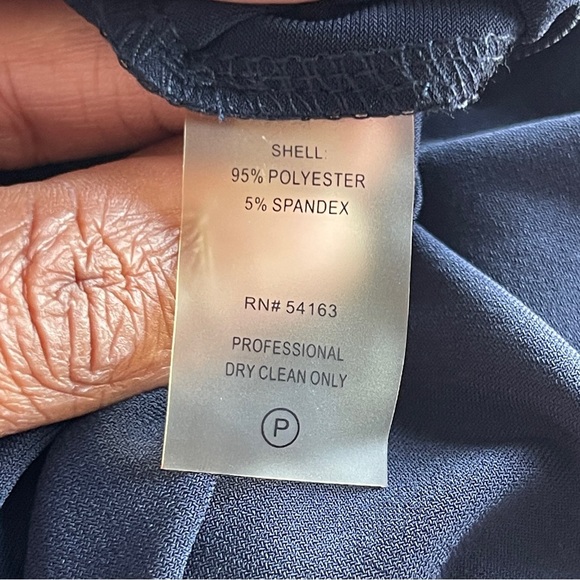 CALVIN KLEIN | Navy Blue Button Down Roll Tab Sleeve Dress Sz 6 - Picture 8 of 8